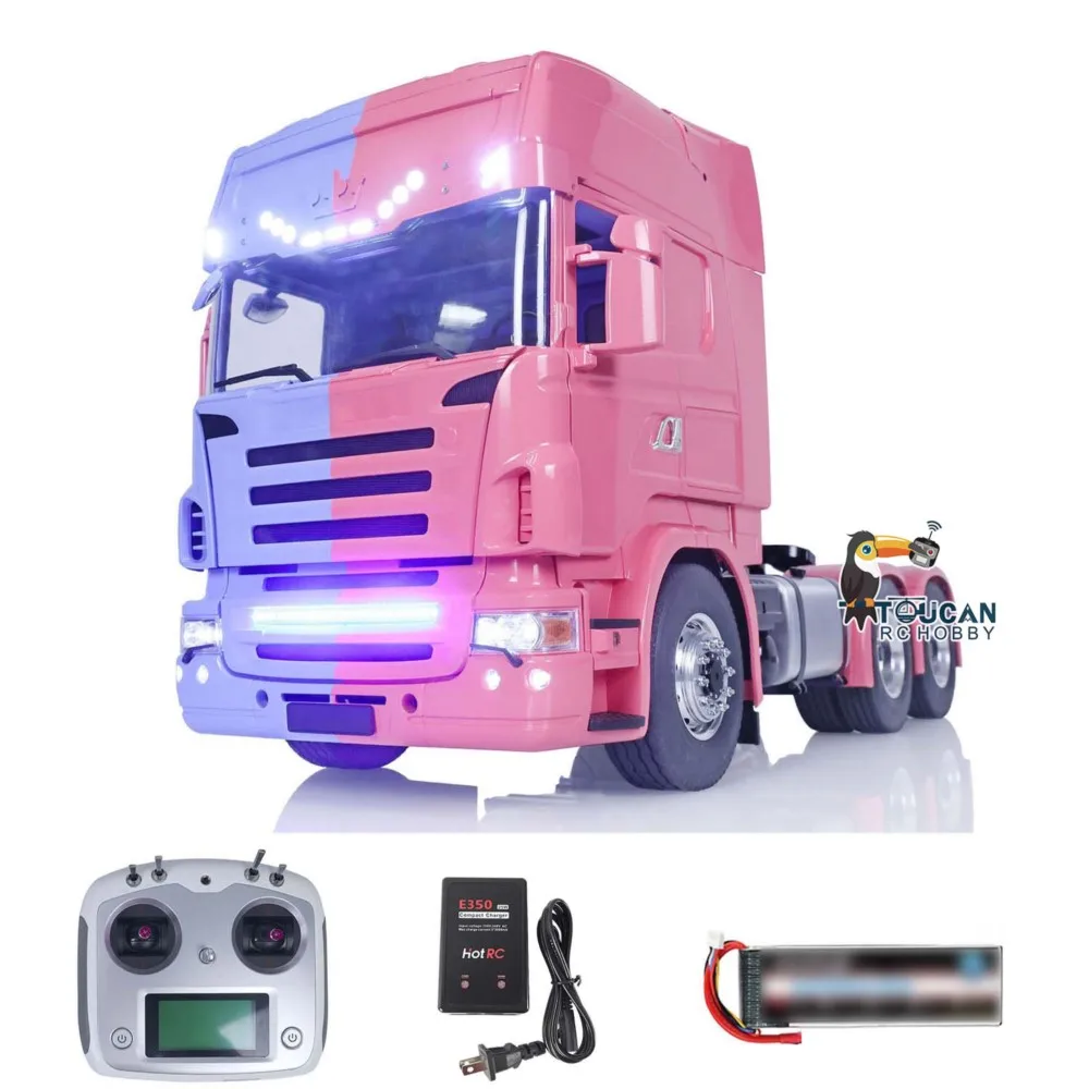 1/14 LESU RC شاحنة جرار 6X6 هيكل معدني RTR رسمت سيارات التحكم عن بعد نموذج ضوء أنظمة الصوت ESC سيرفو THZH1591