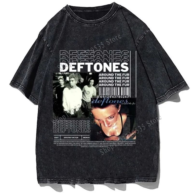 Deftones Graphic Printed Tshirt Vintage Cotton Loose Oversize T Shirt Fashion Men Casual Streetwear Tees Tops Aesthetic Clothes