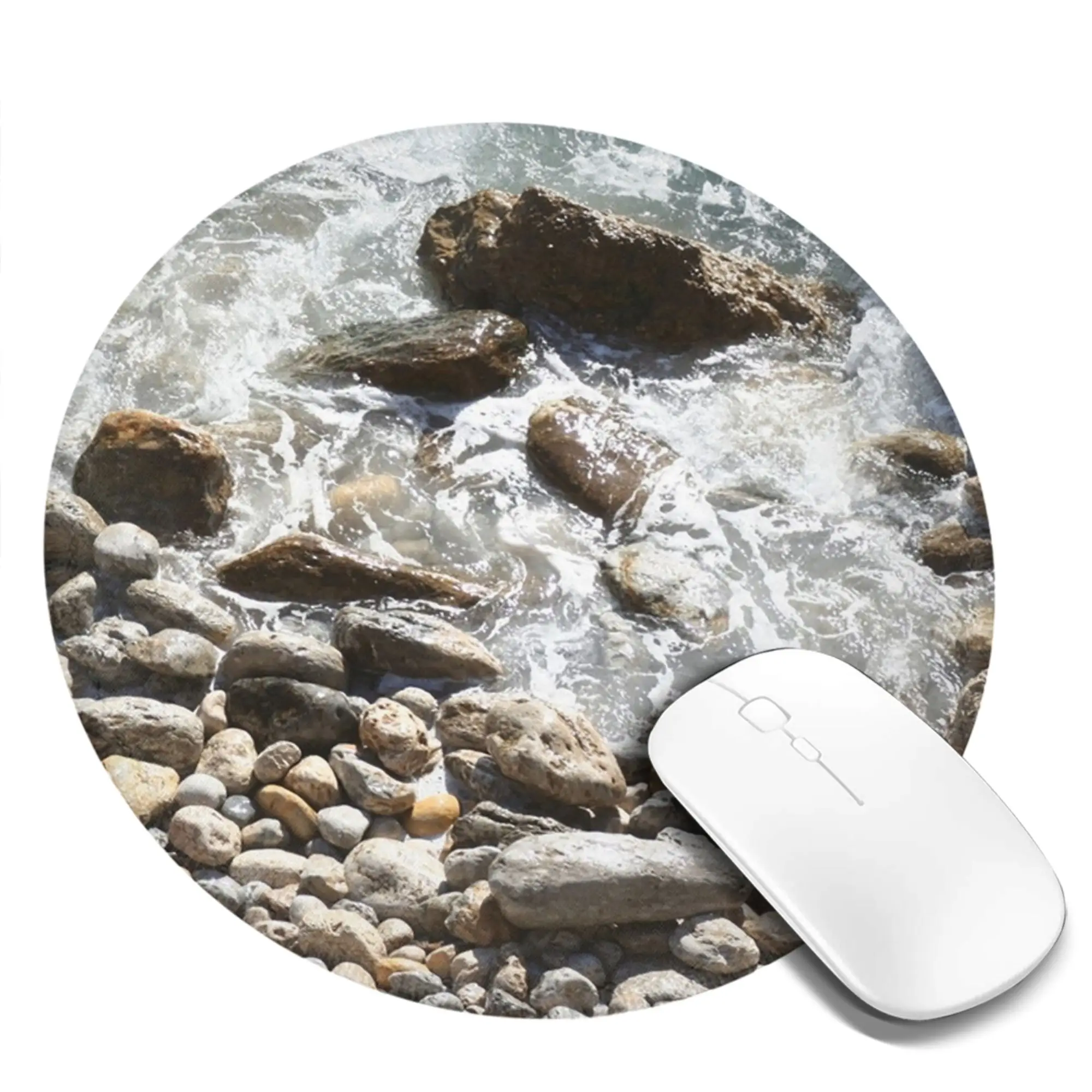 Low tide sea pebbles and wave Mouse Pad Computer Keyboard Mouse Mat Gaming PC Laptop Desk Mat Office Accessories Table Mats