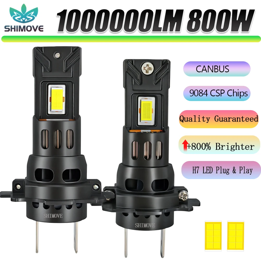 

H7 LED CANBUS Hight Power Bulb 1000000LM 800w Plug and Play Lights for Car CSP Chip Automobile Headlight Wireless Spotlight Lamp