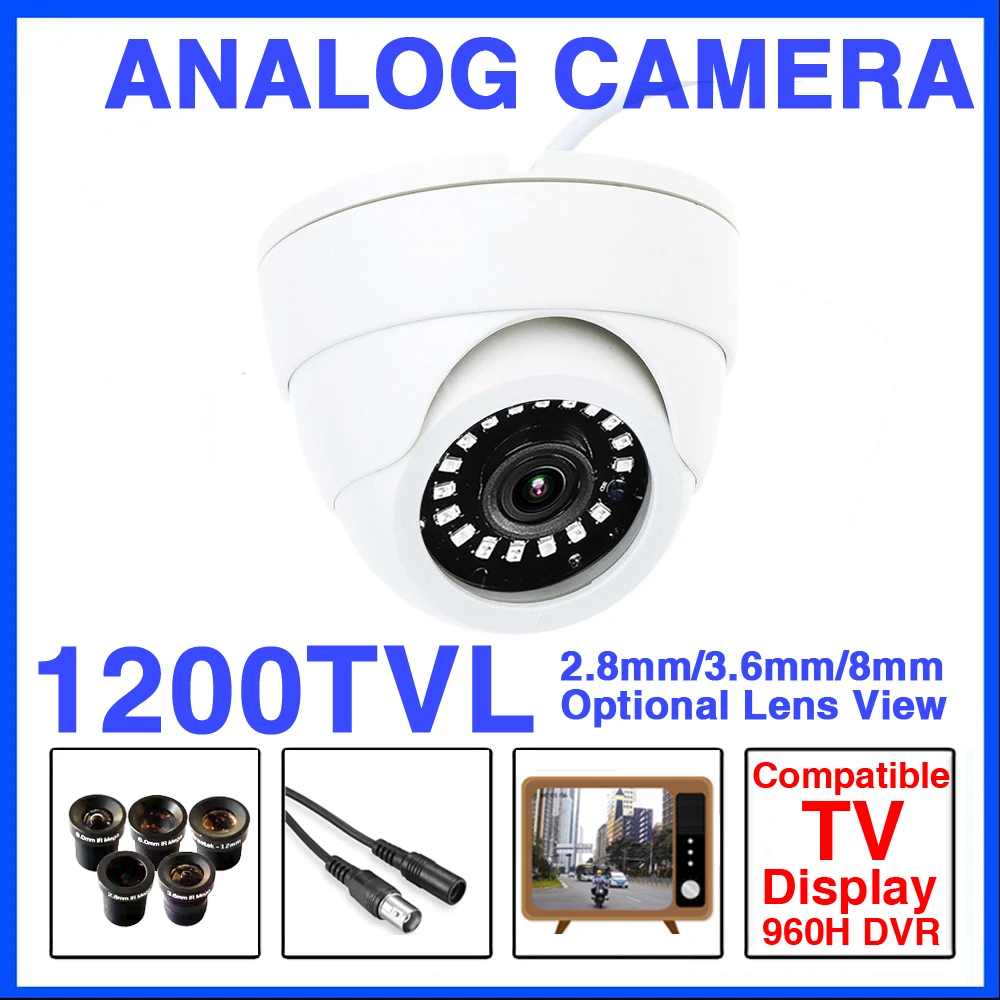 

Analog CCTV Camera Compatible TV Mini Dome 1200TVL HD CVBS Night Vision IR-CUT for Indoor Home Use Secure Reliable Surveillance