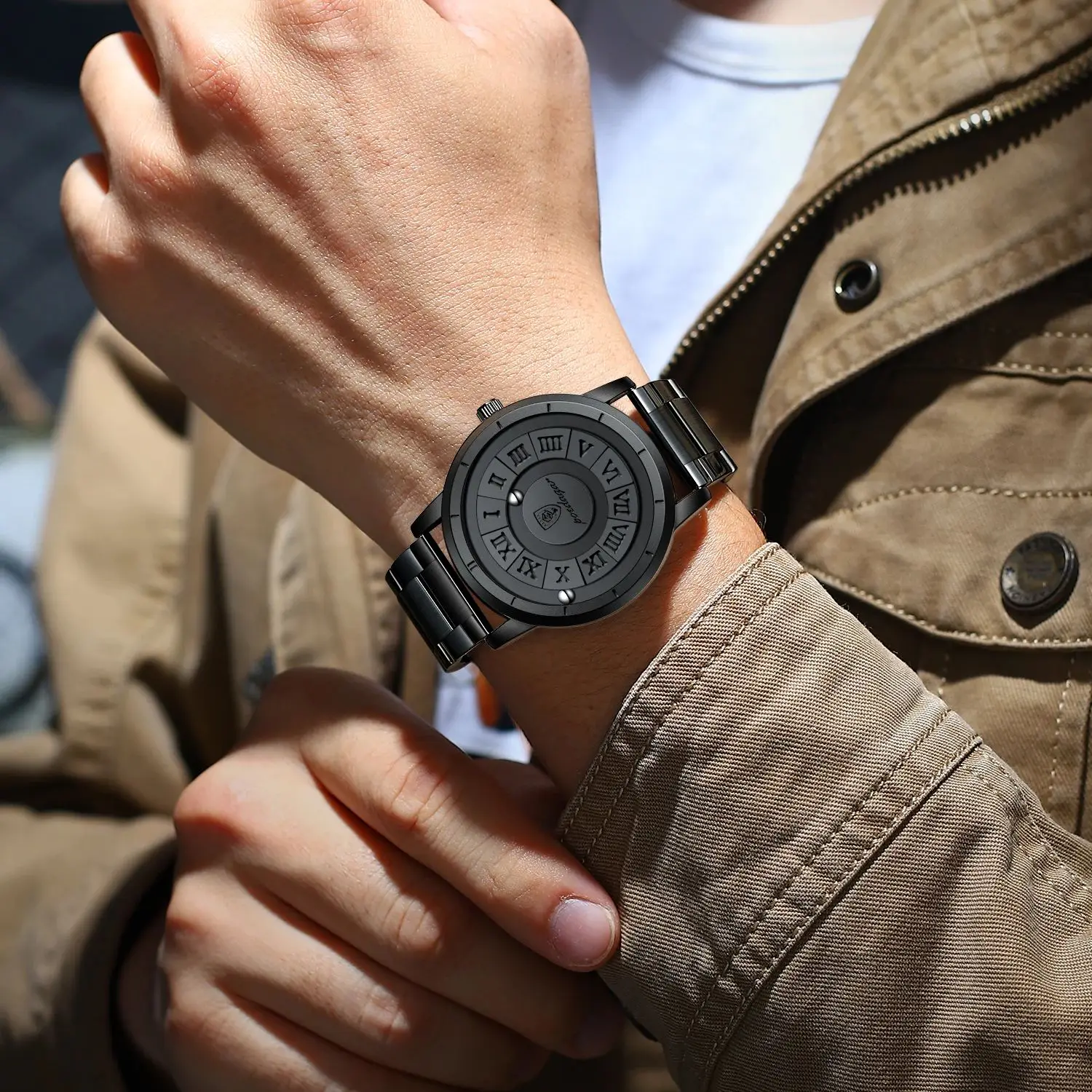 POEDAGAR Luxury Original นาฬิกาสําหรับชายกันน้ําแฟชั่นคุณภาพสูงนาฬิกาข้อมือผู้ชายสแตนเลสสตีลควอตซ์นาฬิกาผู้ชาย Reloj