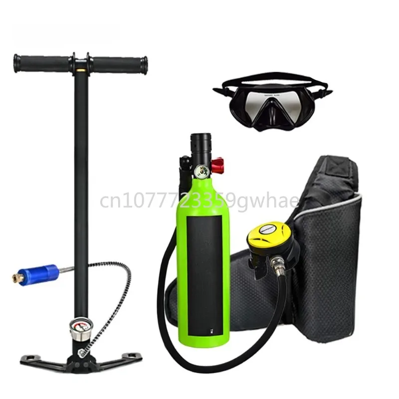 Underwater respirator with breathing valve, set C, submersible oxygen tank, 1L gas cylinder