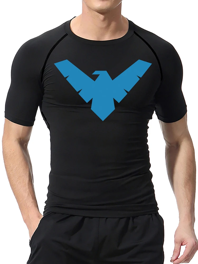 Grafik-Kurzarm-Kompressionsshirts für Herren, Fitnessstudio, Workout, Laufen, T-Shirts, Sommer, sportlich, schnell trocknend, Baselayers-Unterhemden