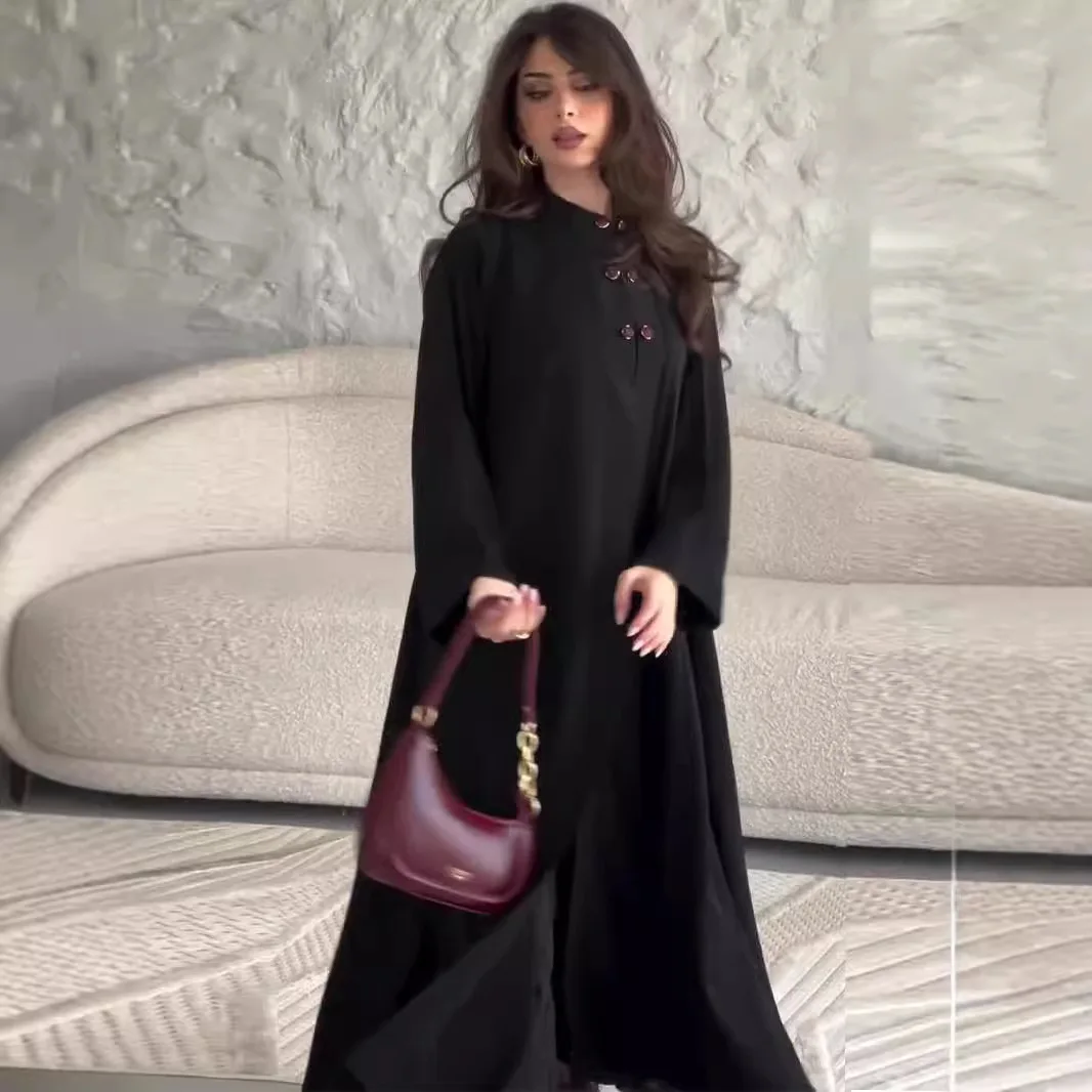 

Elegant High Waist Long Sleeve Women's Dress Pure Color Retro Style Faux Fur Fabric A-Line Skirt European Fashion Autumn 2024