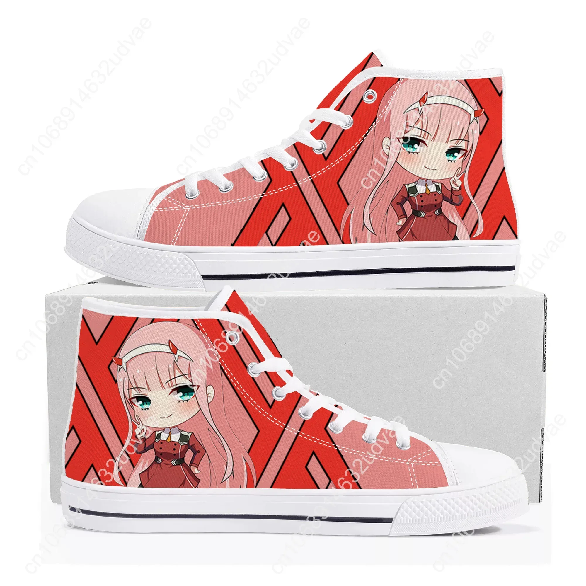 Liebling in der Franxx Zero zwei High Top Sneakers Herren Damen Teenager Canvas Sneaker Casual Paar Schuhe benutzer definierte weiße Schuh