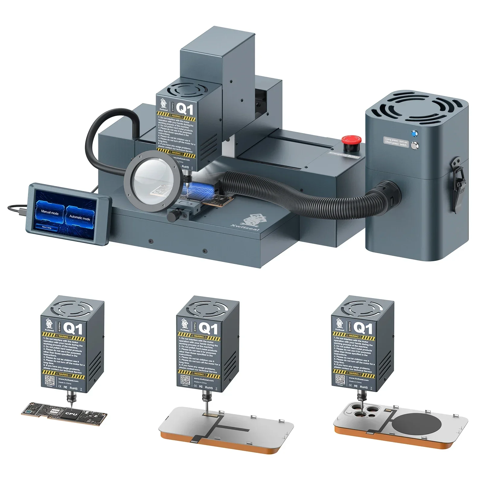 

Xwitzeal Q1 Automatic Industrial BGA Chip Grinding Machine For Motherboard IC PCB Board Cell Phone Repair Tool