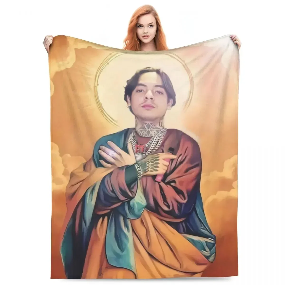 N-Natanael Canos Blanket Singer Funny Jesus Travel Office Flannel Throw Blanket Warm Soft Outdoor Custom Bedspread Gift