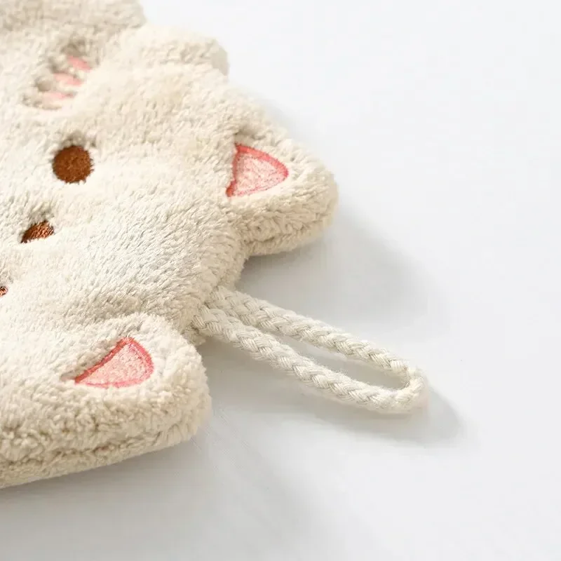 Cartoon Civet Cat Hanging Towel Coral Velvet Lint Thickened Rag Kitchen Bathroom Absorbent Towel Bathroom Accessories