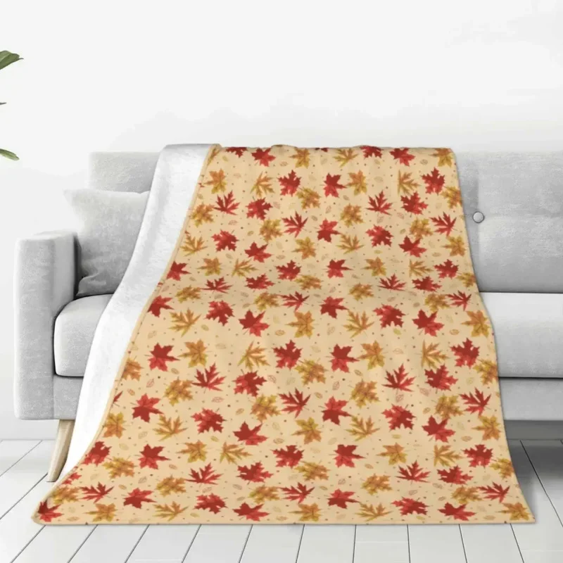 

Maple Leaf Pattern Fleece Blankets Leaves Awesome Throw Blanket for Sofa Bedding Lounge 150*125cm Bedspread