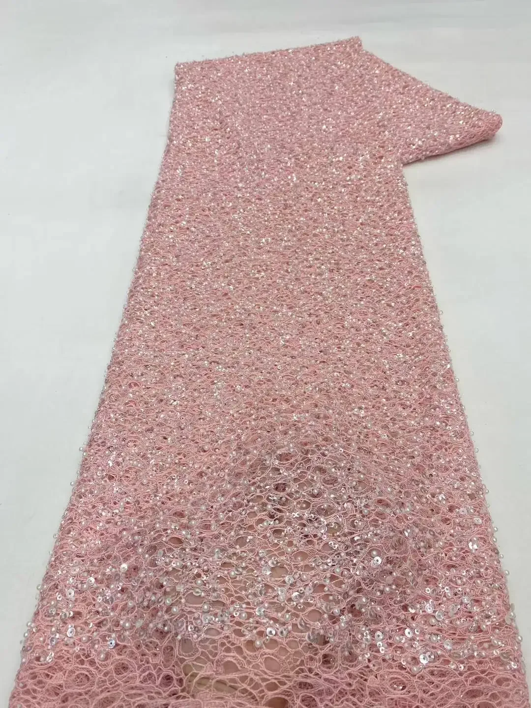 Rede de tule tecido de renda africana renda frisada 2025 alta qualidade ouro nigeria tecidos de lantejoulas para vestido de noite de casamento costura sz818