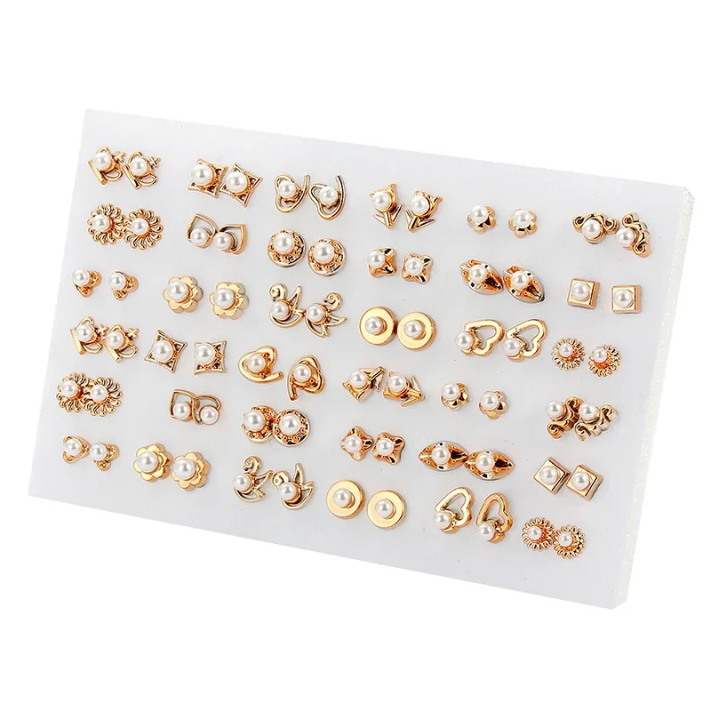 Hurtownia 36 par/18 par mieszane style Rhinestone słonecznik geometryczne zwierzęce plastikowe kolczyki sztyfty zestaw dla kobiet biżuteria dziewczęca