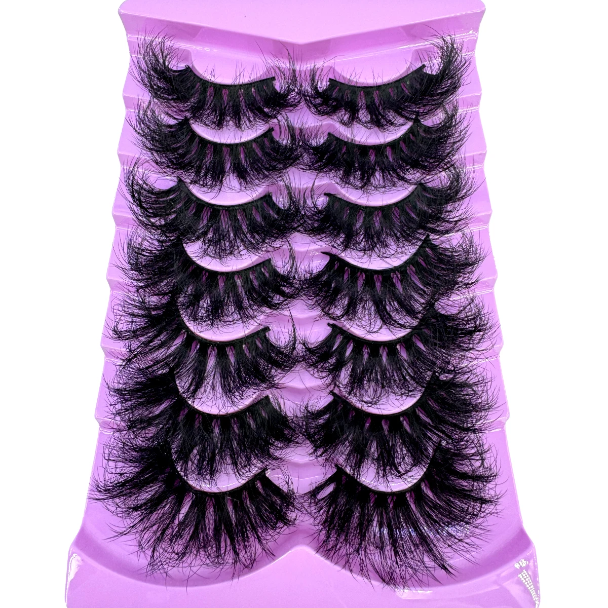 AMSDCN 7 Pairs Fluffy Lashes 10-25mm 3D Mink Lashes Long Thick Natural False Eyelashes Wholesale Lashes Vendors Makeup Mink Eyel