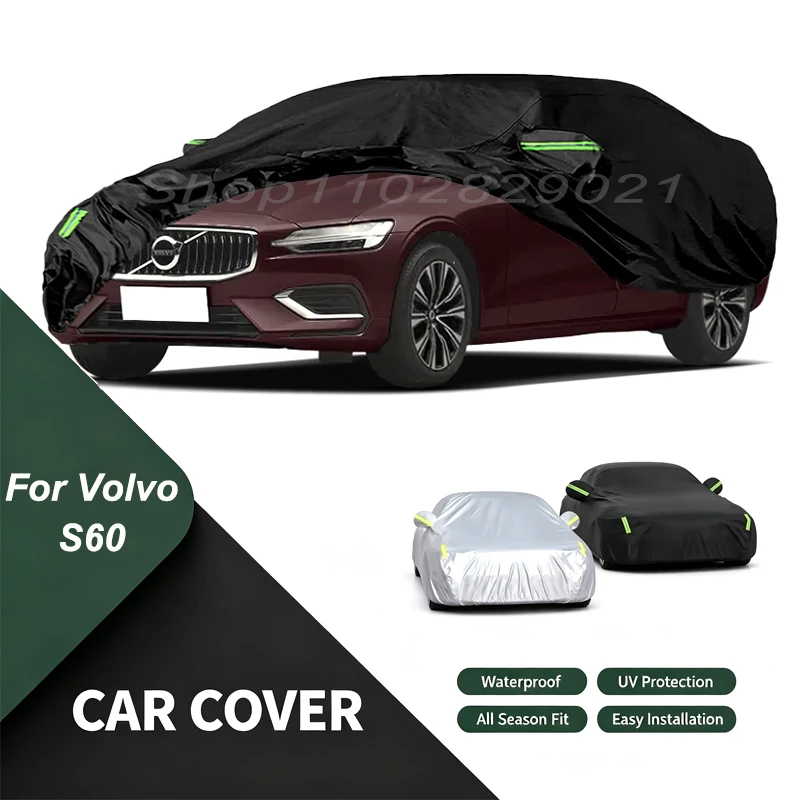 Full Car Cover For Volvo S60 All Weather Outdoor Snow Sun UV Dustproof with Reflective Strips Wind Straps
