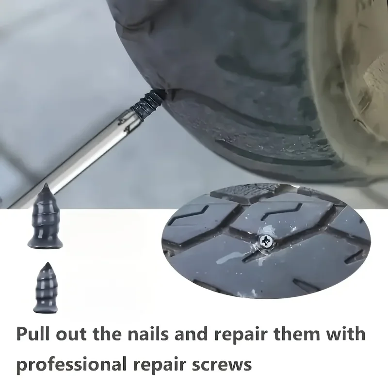 21Pcs Vacuum Tire Repair Rubber Nail Set, Universal Tubeless Tyre Screw Repair Kit for Car Motorcycle Truck