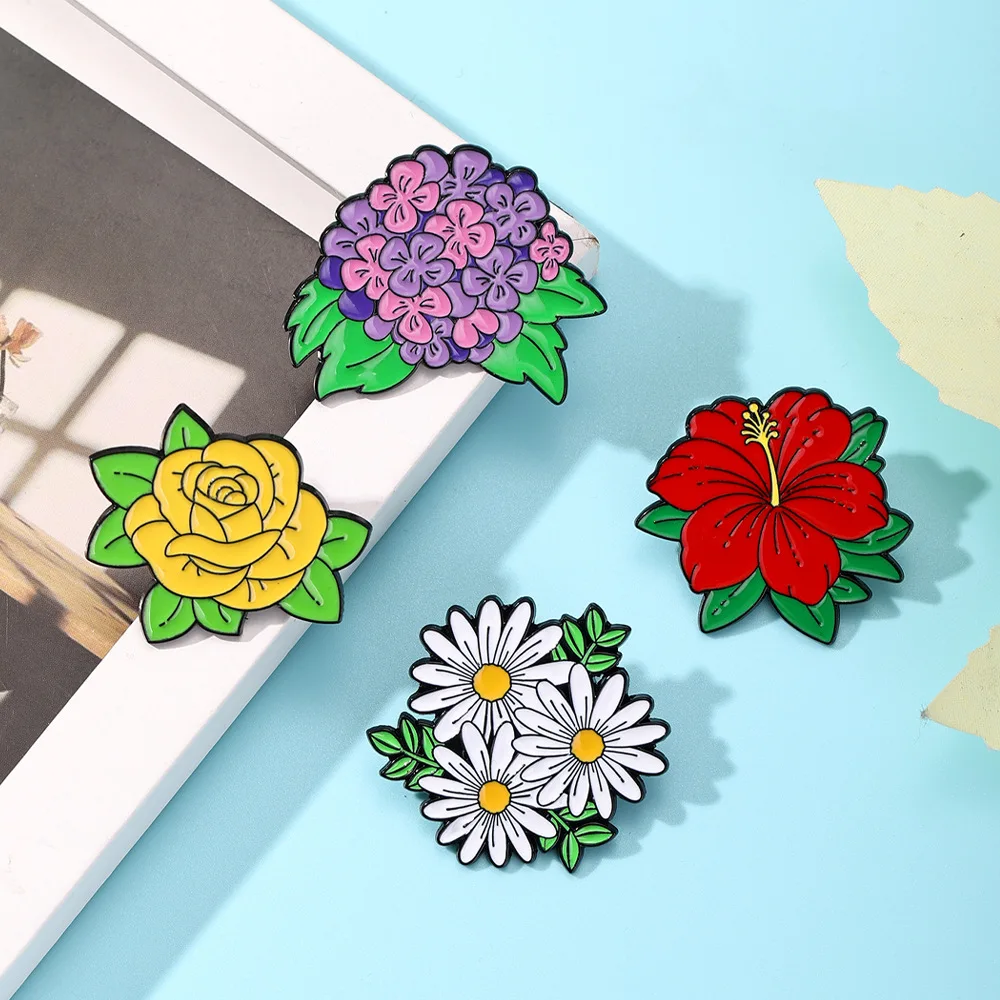 Flower-shaped Enamel Brooches for Men and Women, Bag, Hat, and Clothing Accessories, Party Gifts