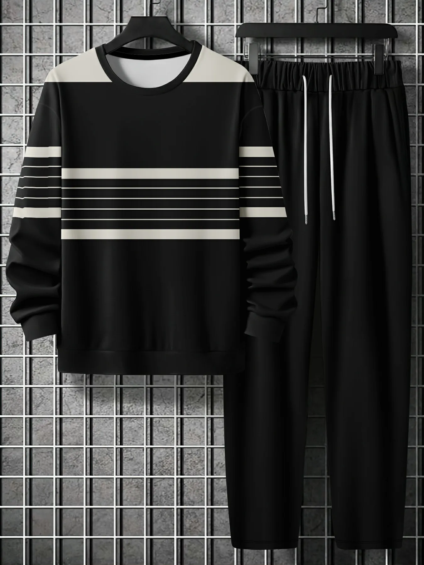 

Unisex 3D Print Crew Neck Sweatshirt Set Casual Loose Fit Long Sleeve Pullover Tracksuit