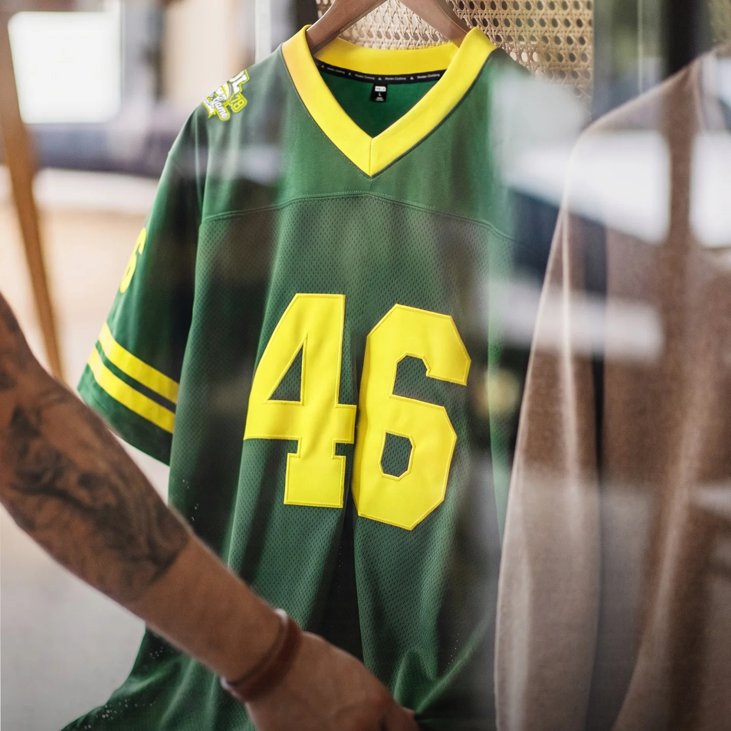 Maden Men's Mesh Breathable Football Jersey American Retro Workwear Loose Thin Short Sleeve Sports Casual Summer Men Daily Top