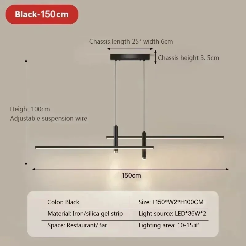 Moderne minimalistische LED-hanglamp Restaurant Tafellijnlicht Nordic Creatieve Bar Lange binnenverlichting Hanglamp