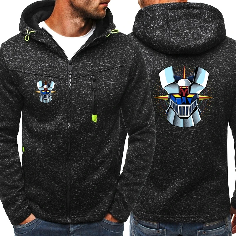 Свитшоты Mazinger Z с рисунком аниме, куртка со старинным мангой, свитшоты, Мужская Спортивная повседневная одежда с роботом из фильма, на молнии, модная женская флисовая одежда