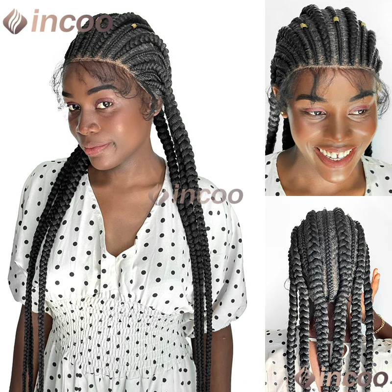 

Синтетические парики без узлов, полные парики спереди, парики спереди для чернокожих женщин, косички, парик из волос для ежедневного использования, косички в африканском стиле