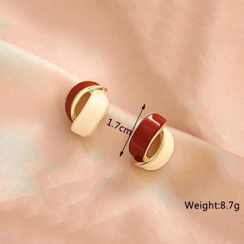 New Enamel Cross Stud Earrings for Women Korean Fashion Girls Cute Small Earrings Gradient Wrap Earrings unusual earrings image 3