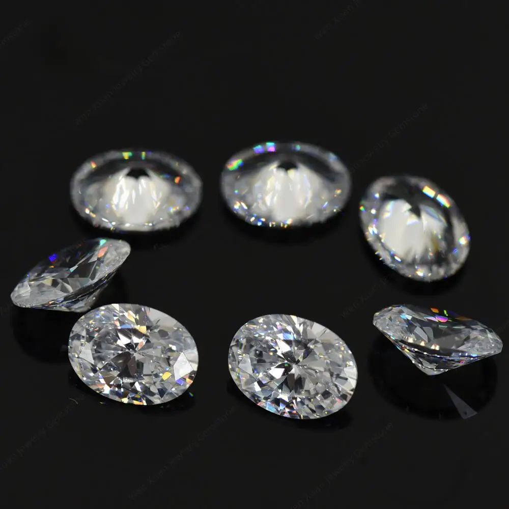 Oval Shape Cut 5A White CZ Stone Synthetic Gems Size 2x3~18x25mm Loose Cubic Zirconia Beads For   Wholesale DIY for  