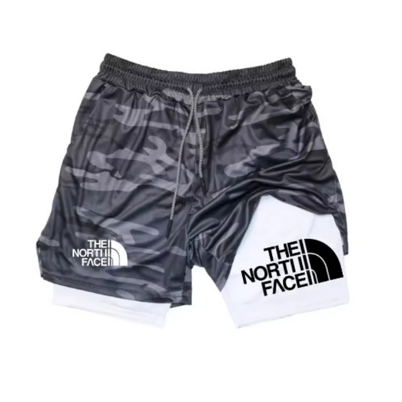 Pantaloncini da corsa mimetici 2024 Pantaloncini da palestra da uomo 2 in 1 a doppio strato ad asciugatura rapida Pantaloncini da jogging fitness da uomo