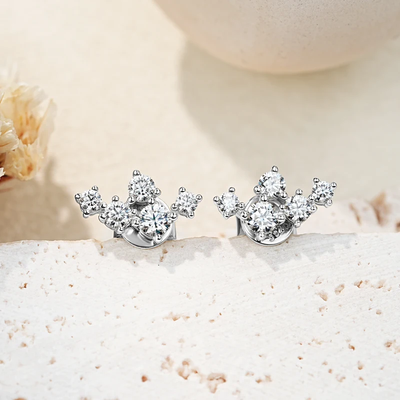 IOGOU 3mm&2.5mm&2mm D VVS1 Moissanite Diamond Stud Earrings for Women 925 Silver Accessories High Quality Jewelry Engagement