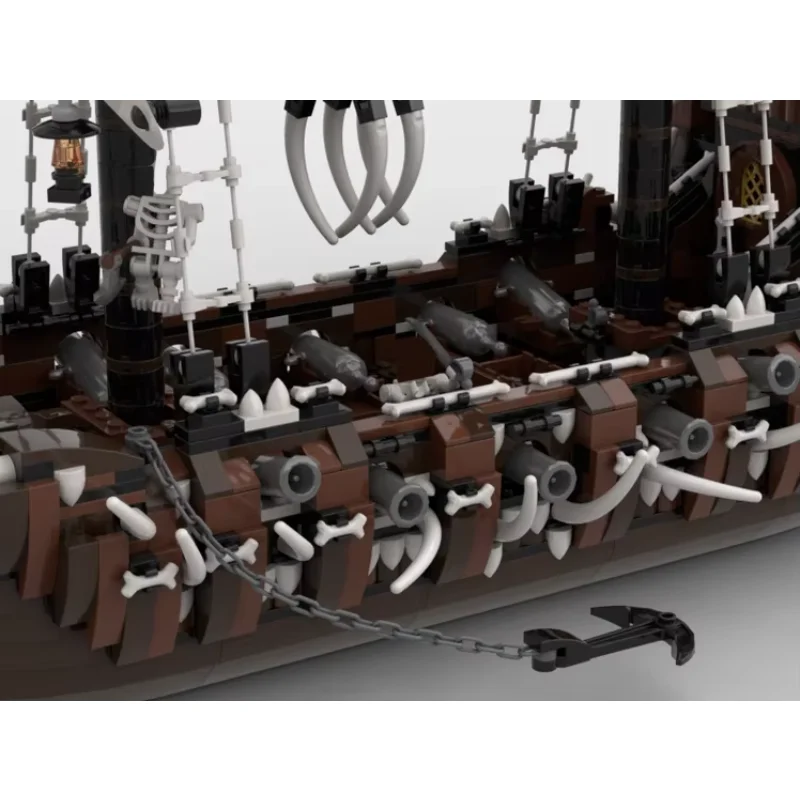 

Warship MOC Caribbean skeleton pirate brick set Boat model Full rigged ship building block kit Two masts sailboat for boy gifts