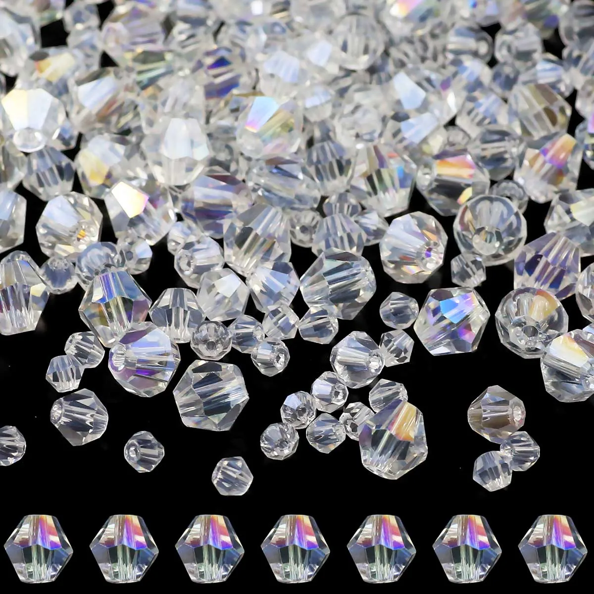 White AB Color Bicone transparent Austrian Crystal Glass Loose Spacer Beads for Jewelry Making Bracelet Necklace DIY 3/4/6/8mm