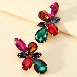 Bohemian Multicolor Crystal Glass Big Dangle Earrings For Women Trendy Charm Prom Party Luxury Pendientes Vintage Jewelry Gift