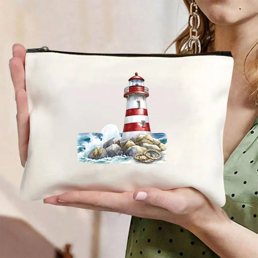 

Стильная холщовая косметичка с мотивом парусника, прочная, устойчивая к выцветанию, на молнии, идеальна для путешествий и школьных принадлежностей для сестер