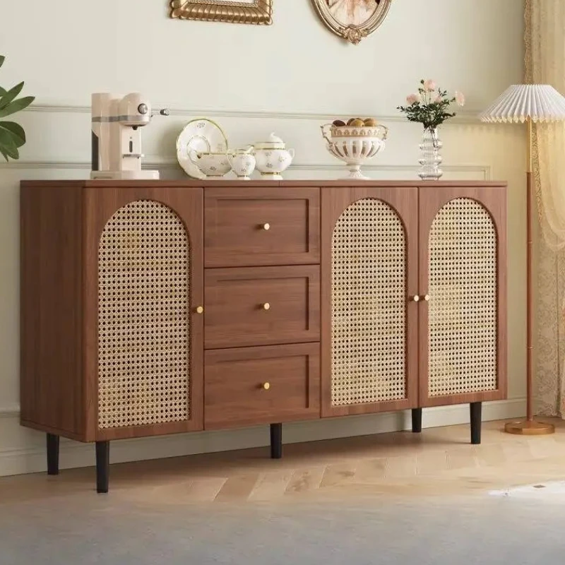 

French Modern Living Room Cabinets Rattan Vintage Glass Display Cabinets Drawer Simplicity Gabinete De Almacenamiento Furniture
