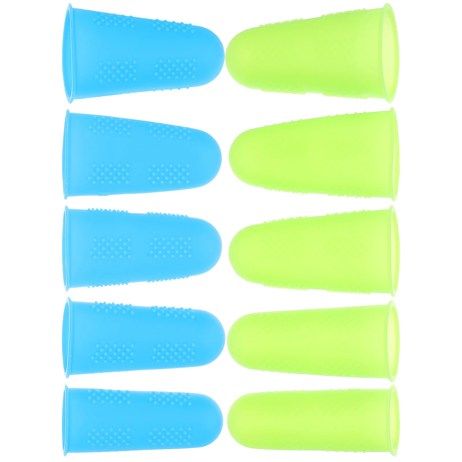 10pcs Silicone Finger Cover Anti-scalding Finger Protective Sleeves Non-slip Fingertip Cover for Men Women (Blue + Green)