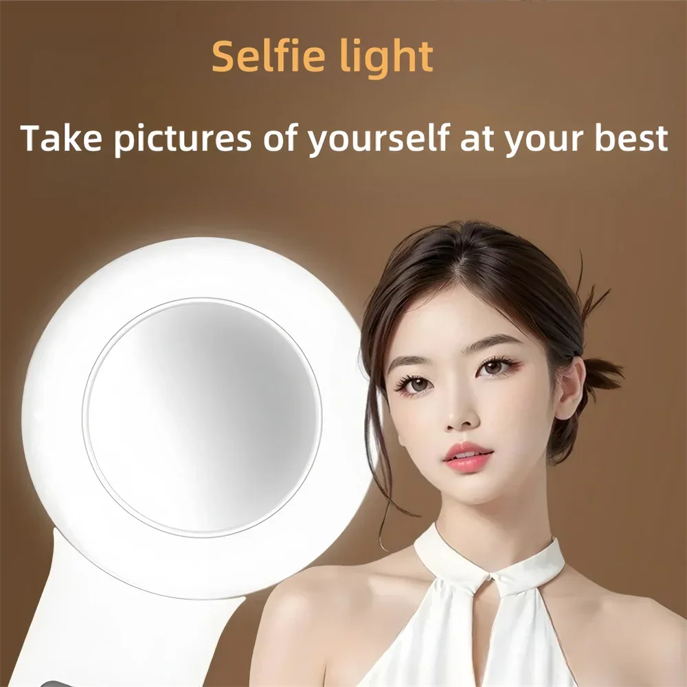 Portable USB Charge LED Selfie Fill Light Universal Phone Live Video Beauty Light Photography Clip Ring Light With Convex Mirror