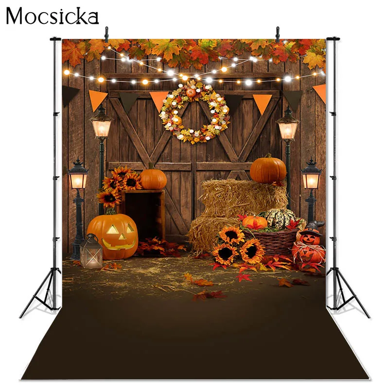 Halloweenowe zdjęcie tło lampy w kształcie dyni horroru cmentarz wampirów zamek fotograficzny tło przyjęcie świąteczne baner dekoracyjny