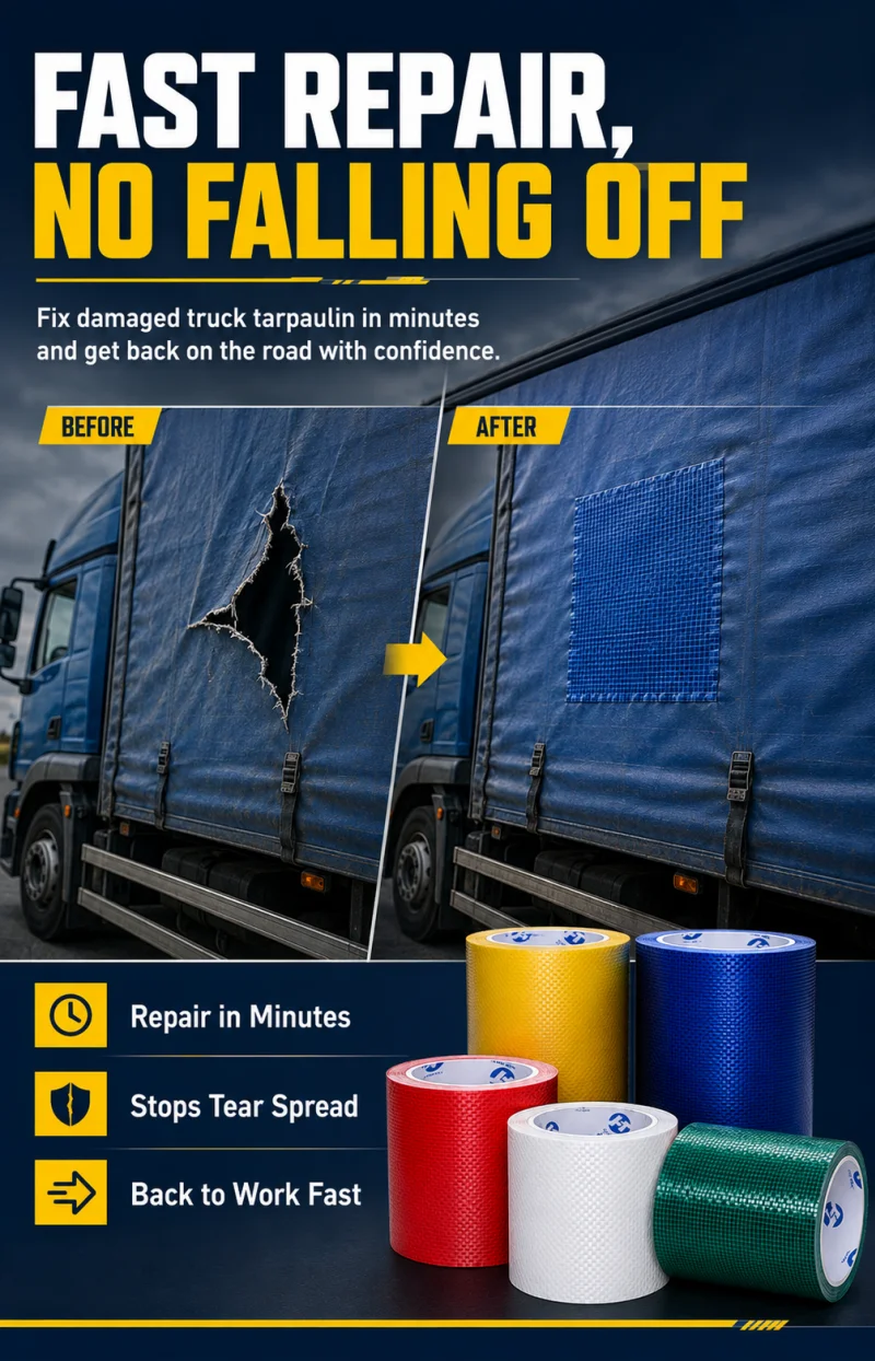 LKW-Planenreparaturband, wasserdicht, stark klebend, Reparaturrolle für PVC-, PE-Planen, Zeltabdeckungen, Taschen, Leckreparatur, Outdoor – Detail 7