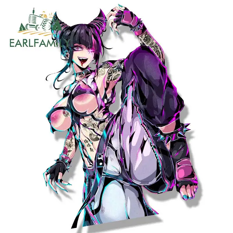 EARLFAMILY Street Punk Juri Han Fanart Car Sticker Arcade Game NSFW Sketch Waifu Decal JDM Cartoon Peek Girl Graffiti Stickers