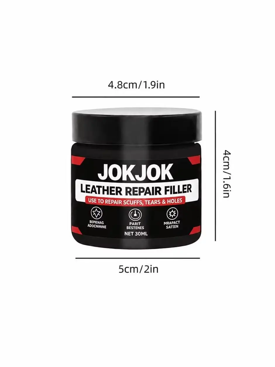 JOKJOK Pasta do naprawy skóry 30ML Czarna Pasta PU do napełniania siedzeń samochodowych, sof, butów, do naprawy zarysowań, pęknięć, odprysków i dziur — 2