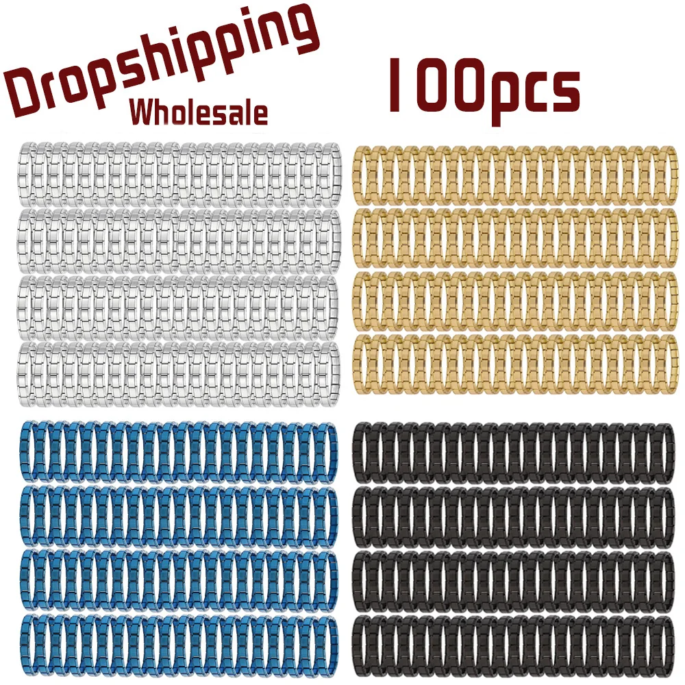 100pcs Italian Charm Stainless Steel 9mm Colorful Style Elastic Bracelet for Woman Men DIY Making GIft Dropshipping Wholesale