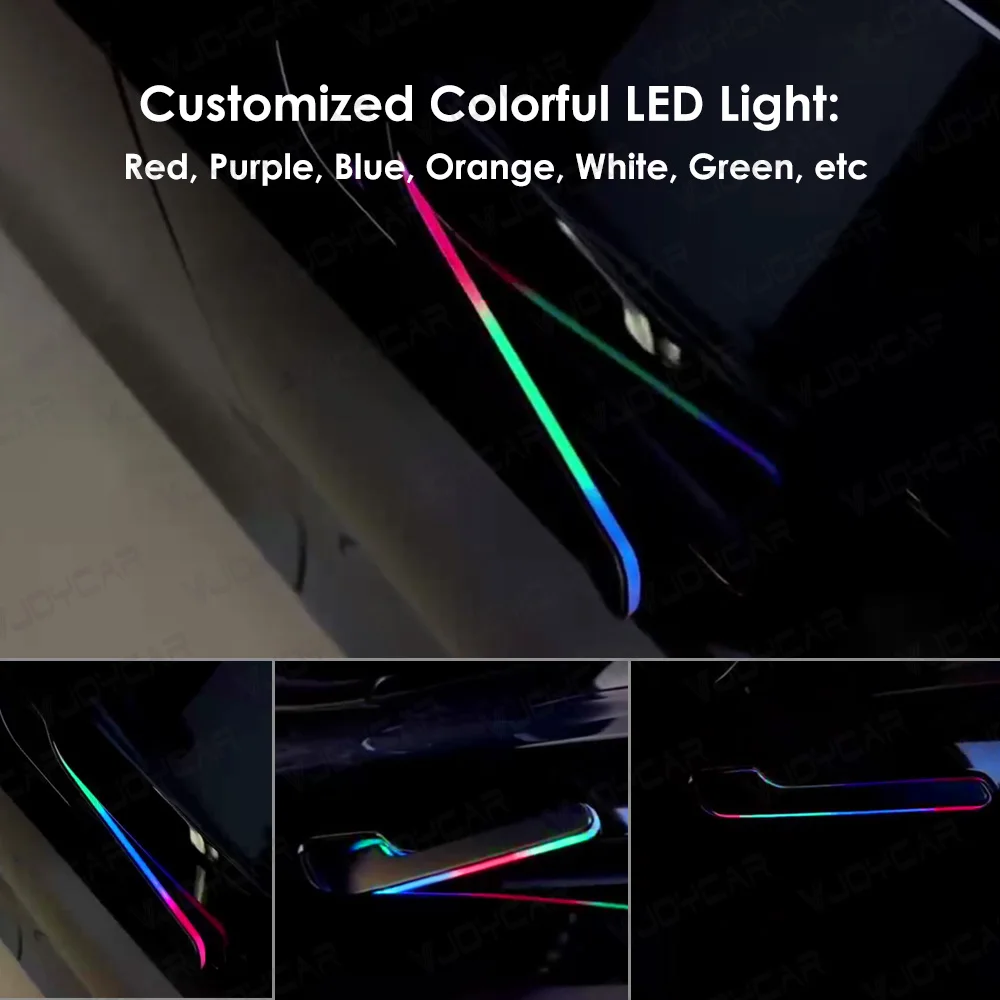 2024 Newest 6th Generation Wireless Auto Door Handle for Tesla Model Y 3 / 3 Highland Colorful LED Lights 4-Door Handlebar