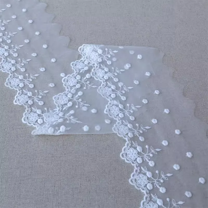 (1 yards/roll) White lace fabric 2024 high quality mesh clothes splicing curtains DIY wedding dresses handmade edge accessories