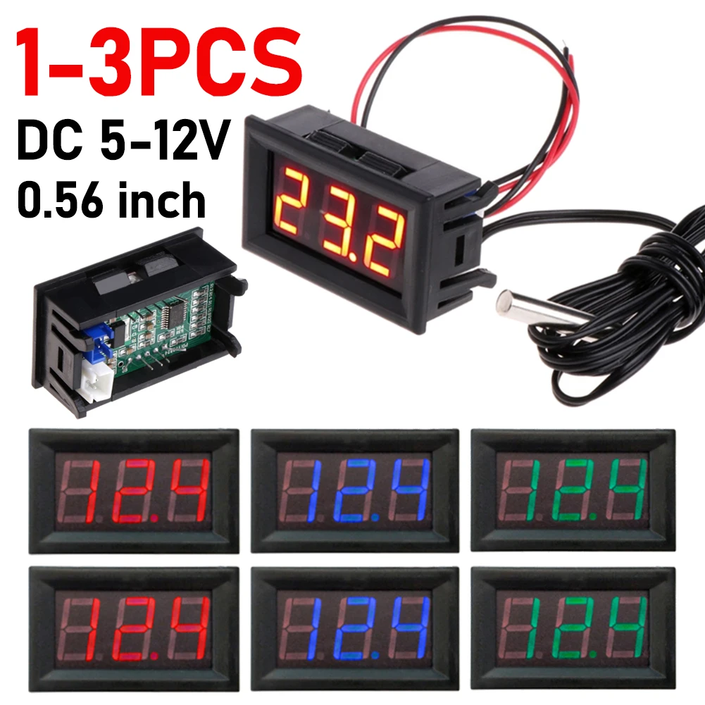 0.56inch LED Digital Temperature Sensor Module Meter Detector DC 5-12V Thermometer Gauge Temperature Instrument