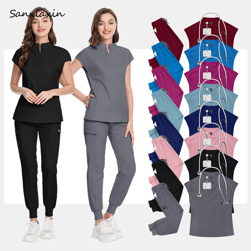 

Hospital Doctor Nursing Uniforms Elastic Dental Clinic Scrub Uniform Women Health Service Work Clothing Breathable Surgical Suit