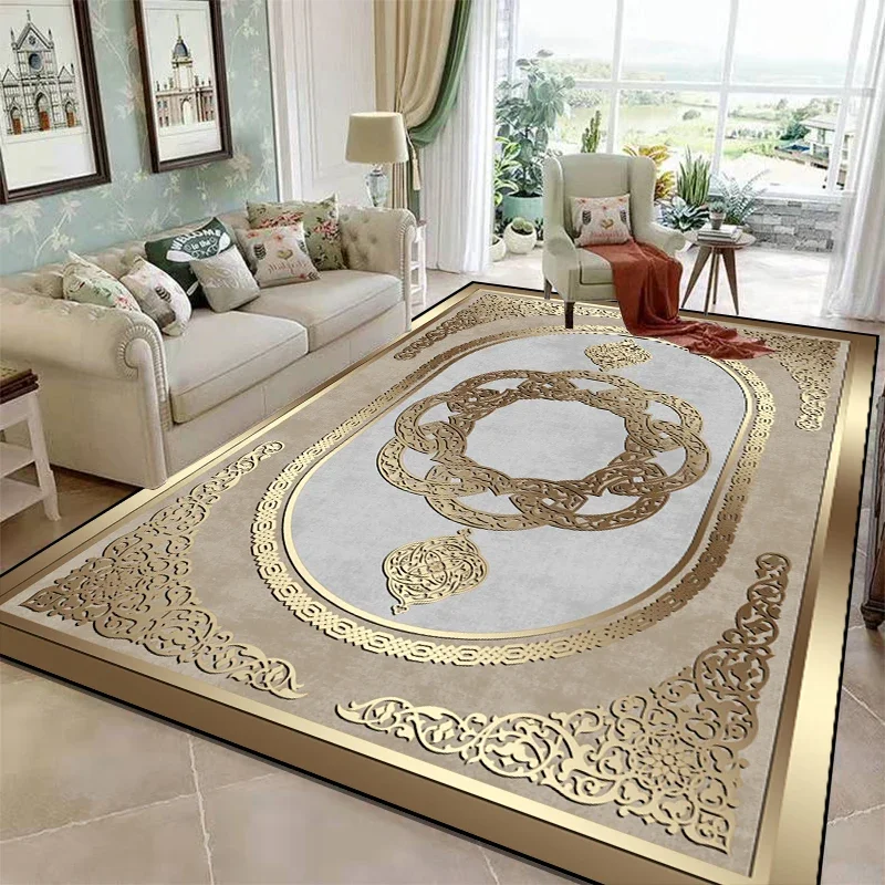 

European Big Size Carpets Living Room Decoration Luxury Room Golden Soft Fluffy Floor Mat Bedroom Cloakroom Anti-skid Rugs Ковер