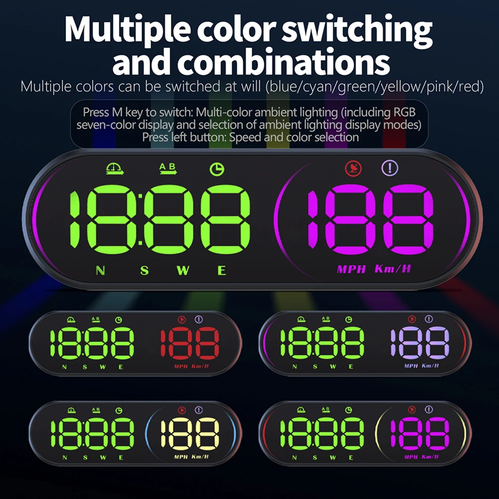 Car HUD Speed/Times/Compass Display Alarm Function: Overspeed Alarm: With Three-stage Overspeed Alarm Function Prompt