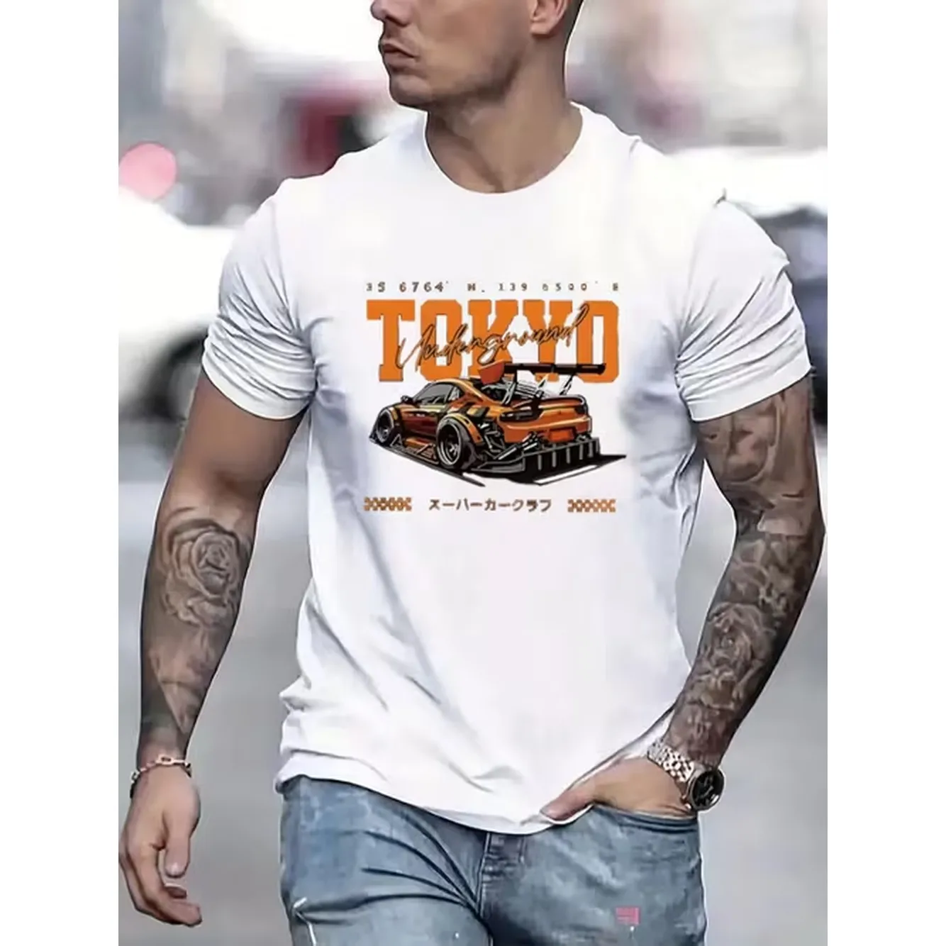 Mens Tshirt Comfortable Crew Neck Casual Cotton Soft Breathable Top Menswear Tshirt Streetwear Cotton Fabric Trendy Letter Print