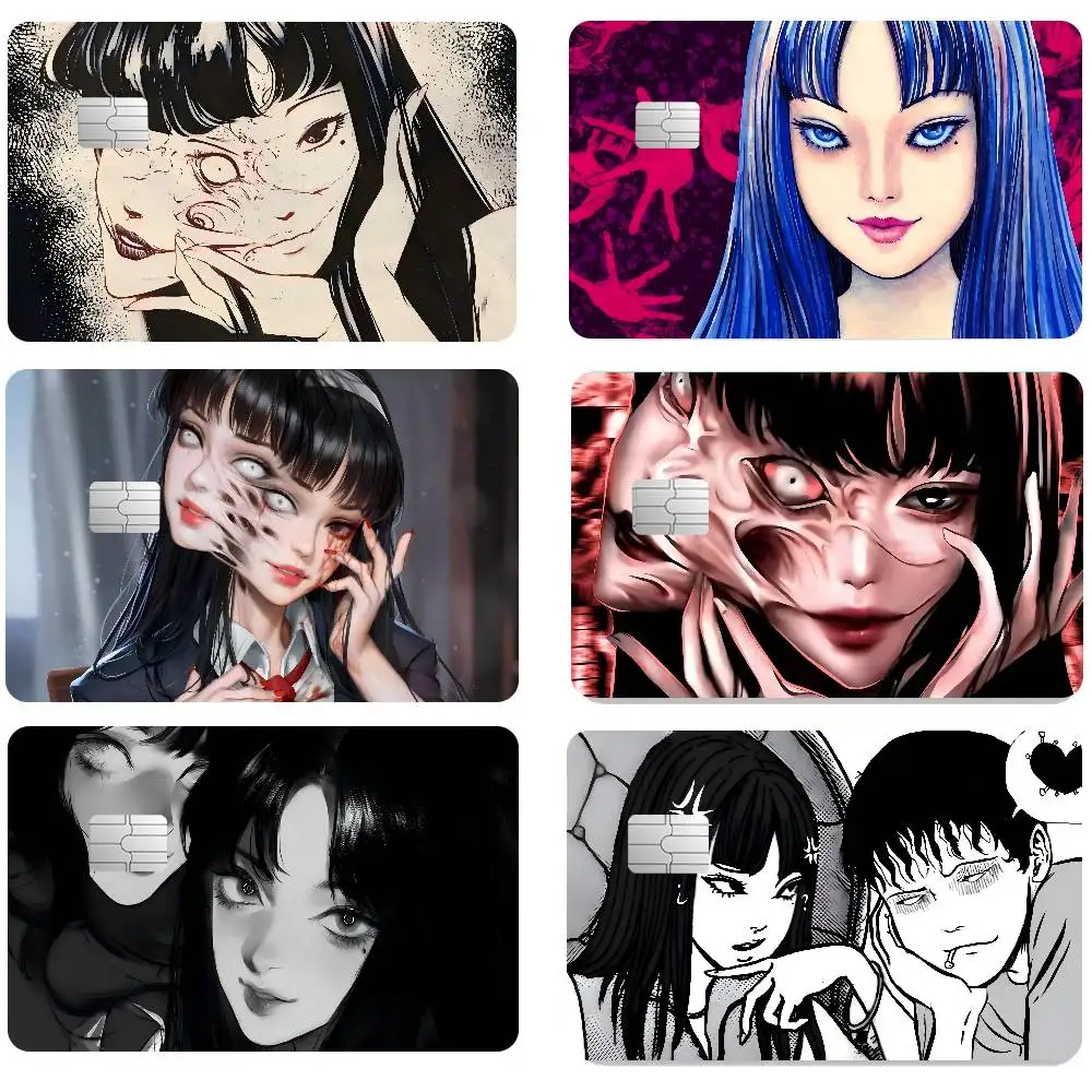 Comics Tomie Kawakami 4pcs 1Set Credit Debit Card Sticker Party Sticker Decoration Waterproof Small Chip Card Skin Sticker