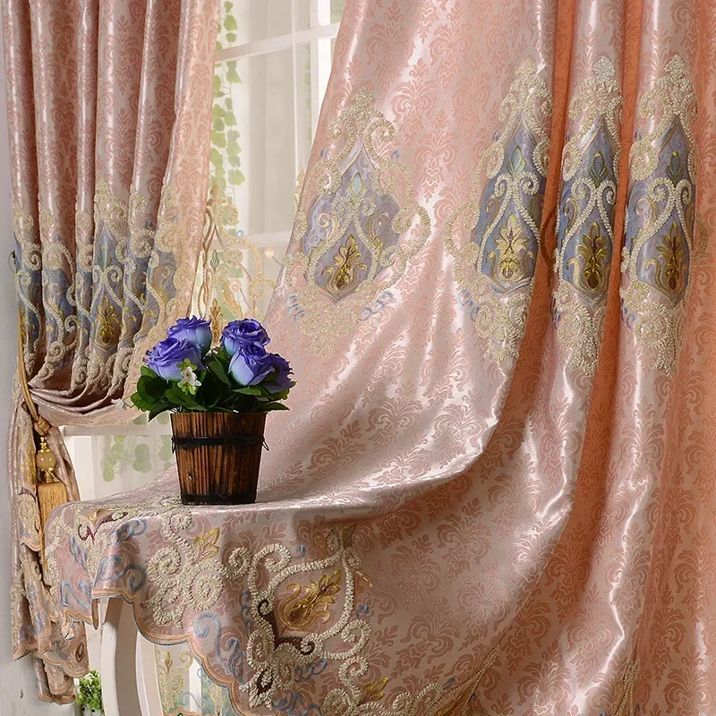 European Classic Embroidery Curtains for Living Room Exquisite Window Screen Curtains Luxury High-End Matching Bedroom Curtains